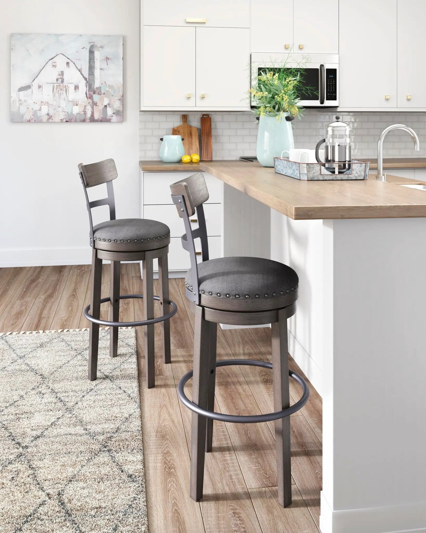 Caitbrook - Tall UPH Swivel Barstool - Gray by Unique Piece Furniture