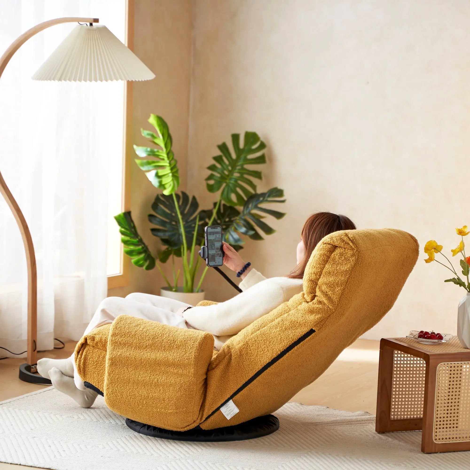 Adjustable Swivel Lounge Chair With 360 Degree Rotating Seat And Headrest Support by Unique Piece Furniture