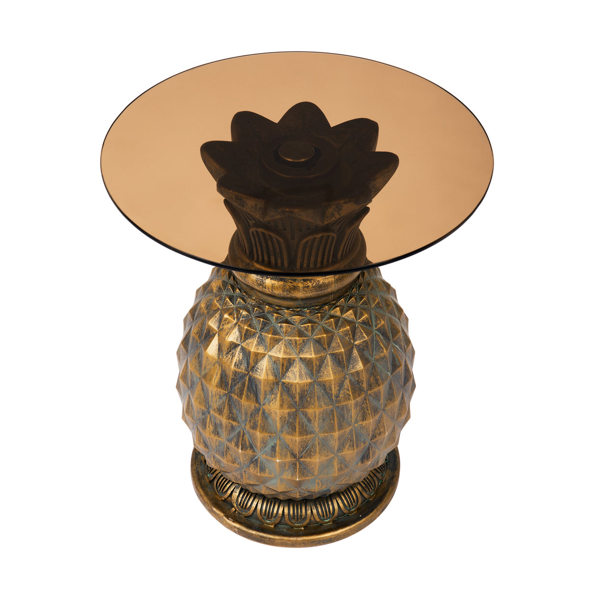 Yellow Pineapple Side Table with Tempered Glass Top, photo 10 of 10