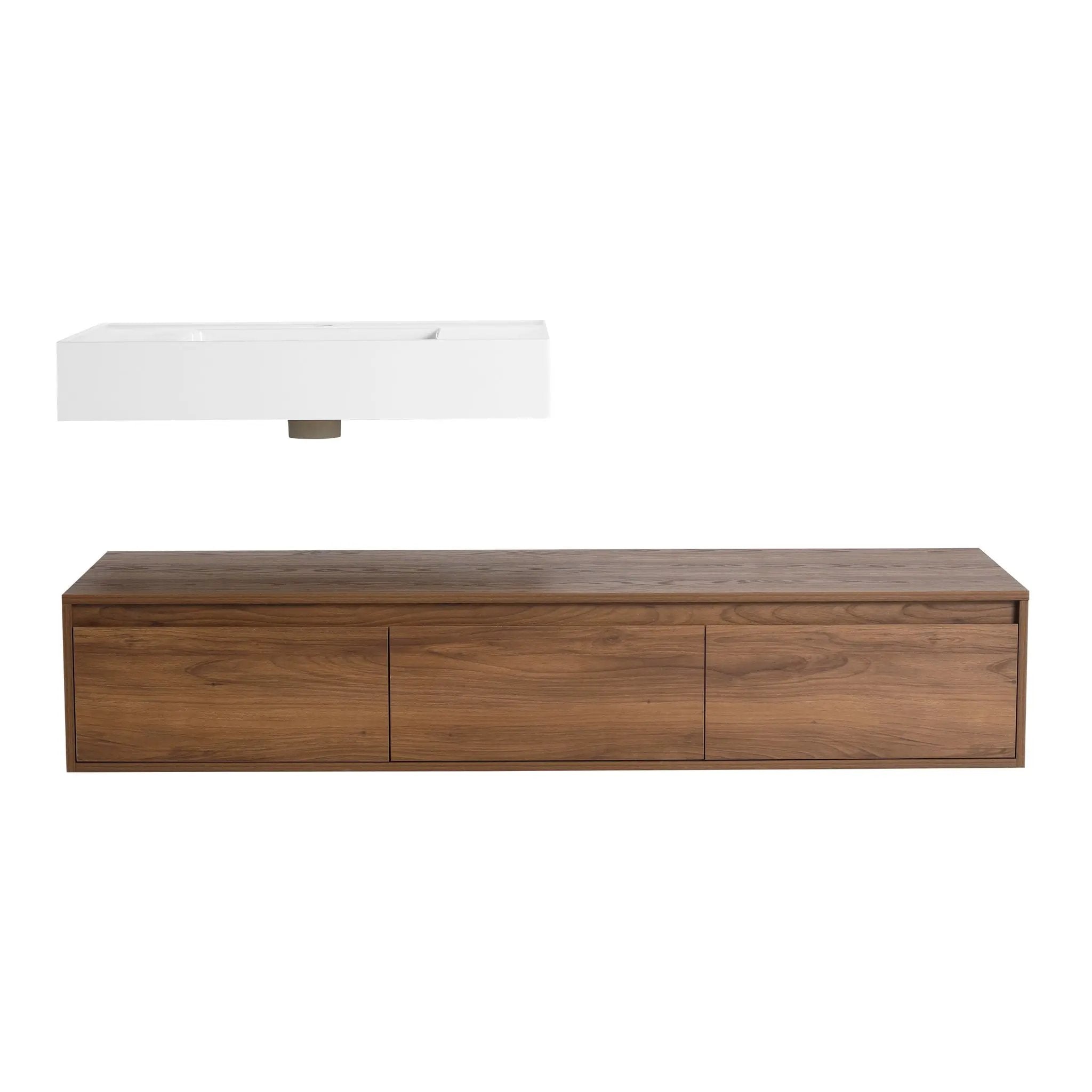 Modern Wall Mounted Bathroom Vanity With Resin Sink And Soft Close Drawer by HouseOfZazla