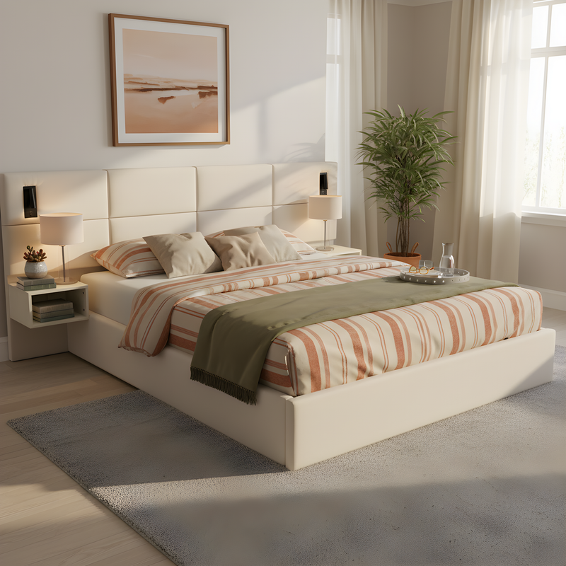 Soft, Comfortable, Luxurious Upholstered Smart Bed with Reading Light - King, photo 2 of 10
