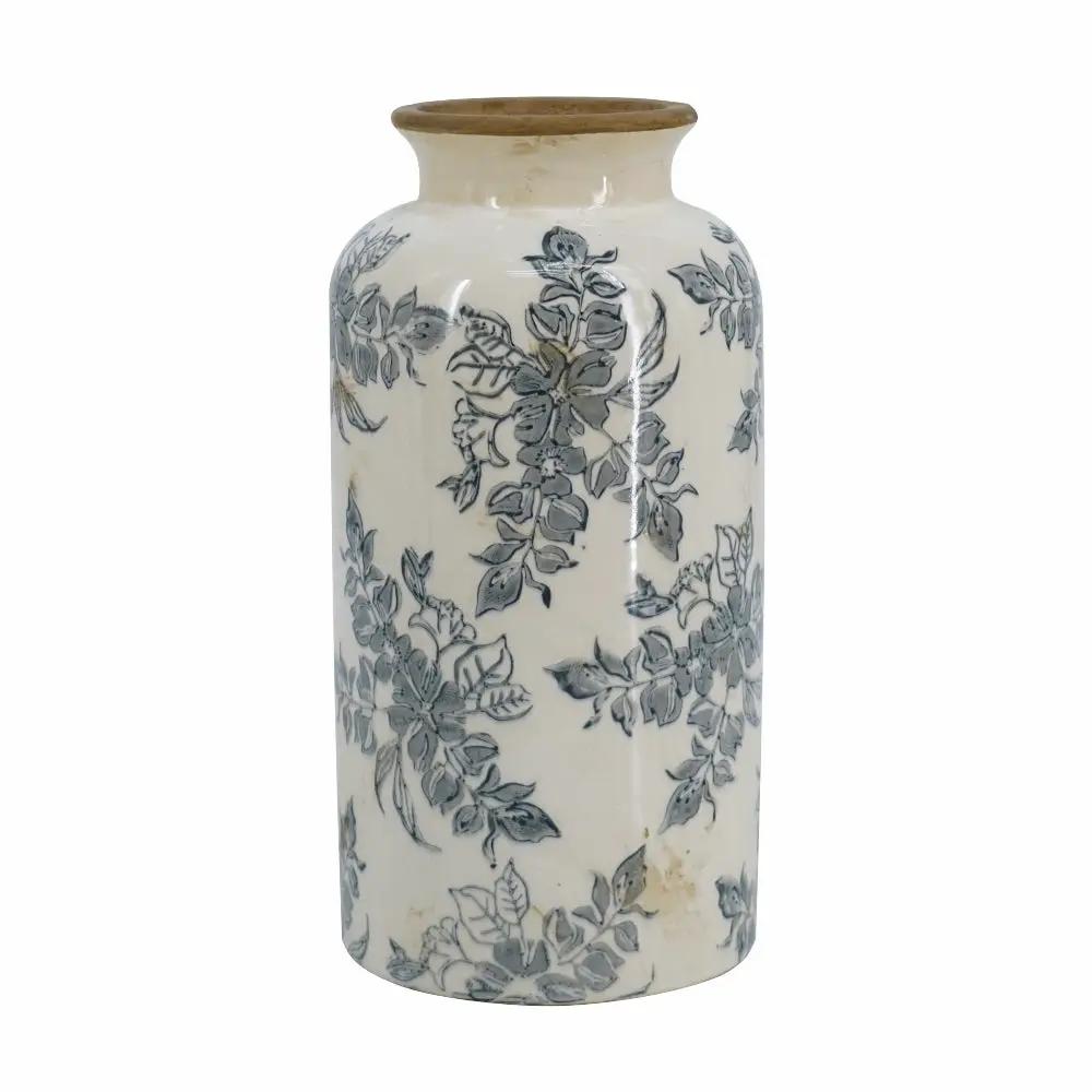 5.3x5.3x10.2" Flower Vase with Floral Pattern by HouseOfZazla