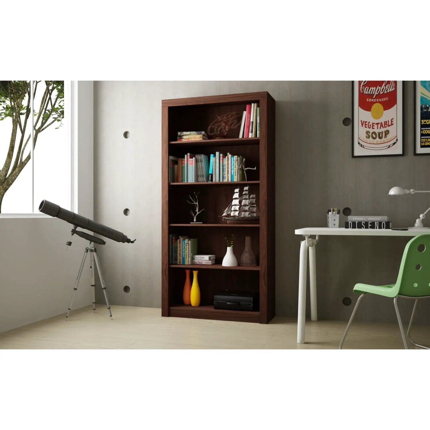Olinda - Modern 5 Shelf Open Bookcase by HouseOfZazla