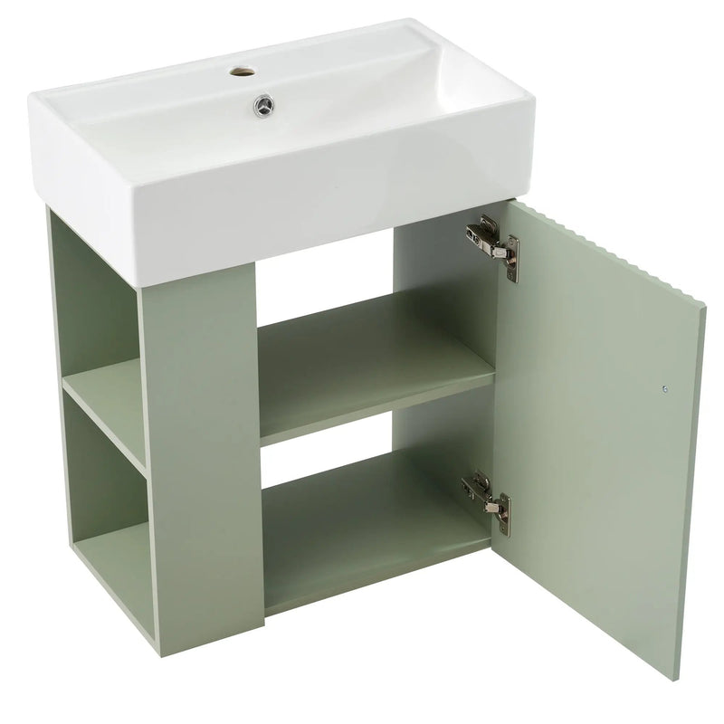 21.6 Inch Modern Floating Bathroom Vanity with Ceramic Basin by HouseOfZazla