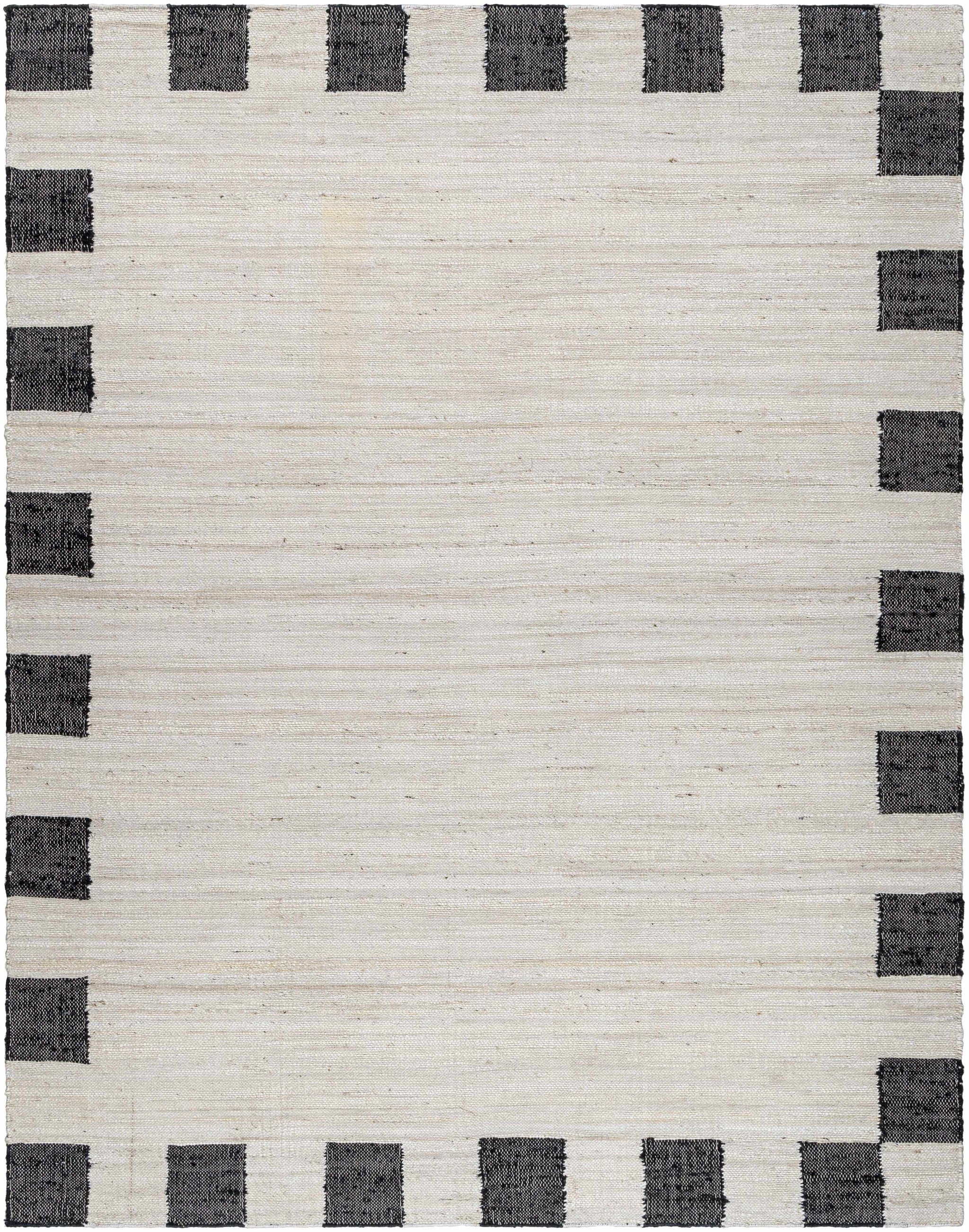 Rocio Dotted Bordered White Jute Carpet by Boutique Rugs