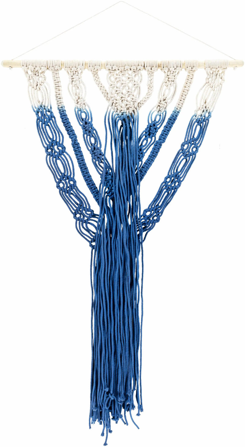 Dancalan Cream & Blue Macrame Wall Art - Clearance by Boutique Rugs