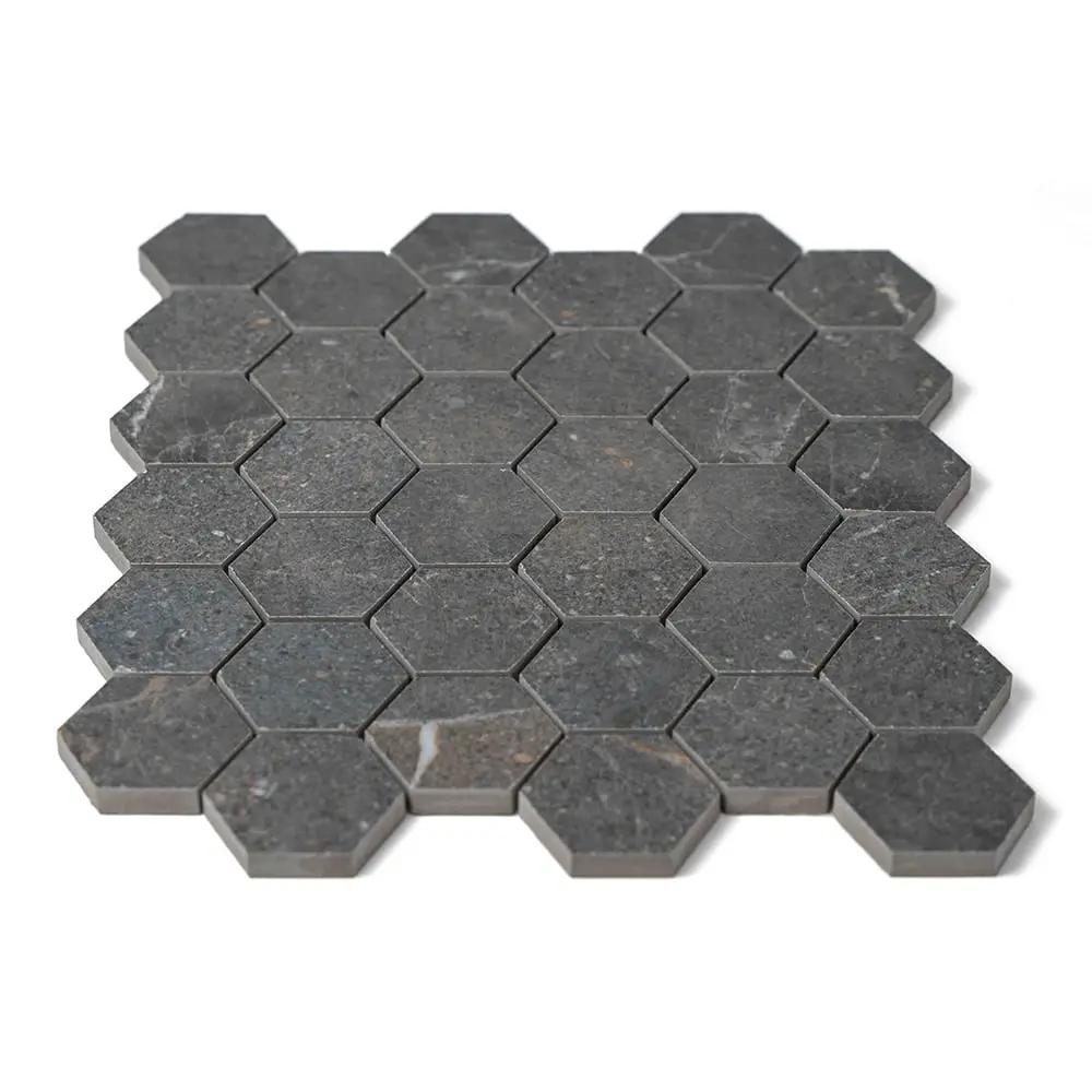 Dark Matte Hexagon 2 Porcelain Mosaics 12x12 by Stonetiledepot