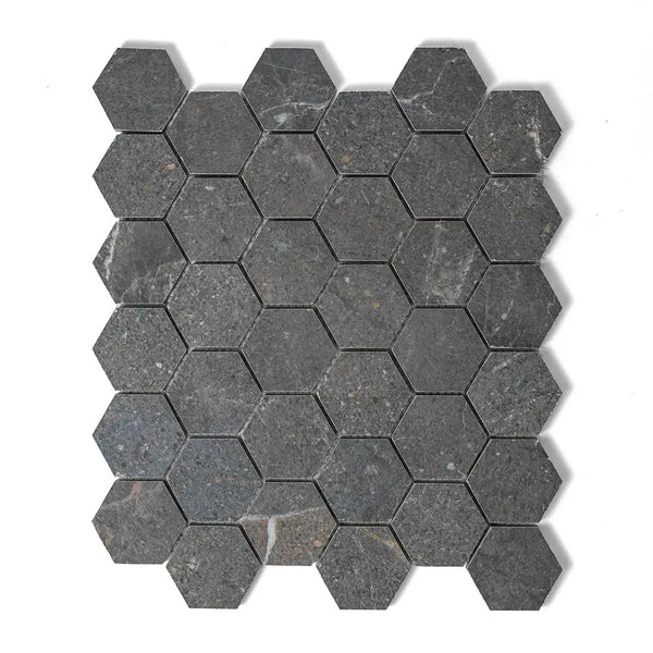 Dark Matte Hexagon 2 Porcelain Mosaics 12x12