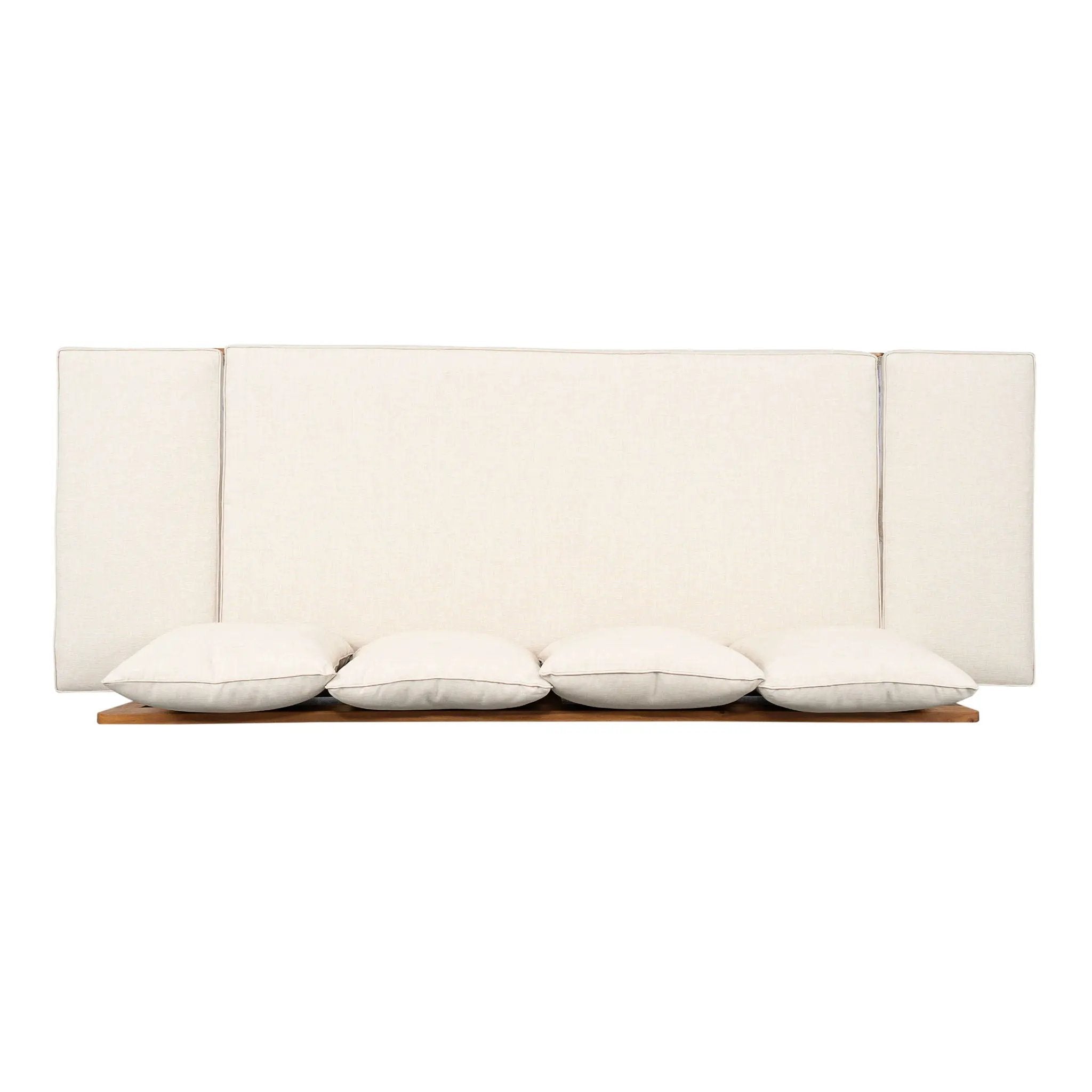 Outdoor Patio Daybed Sofa, 3 Seat Sofa With Foldable Arm 4 Back Pillows