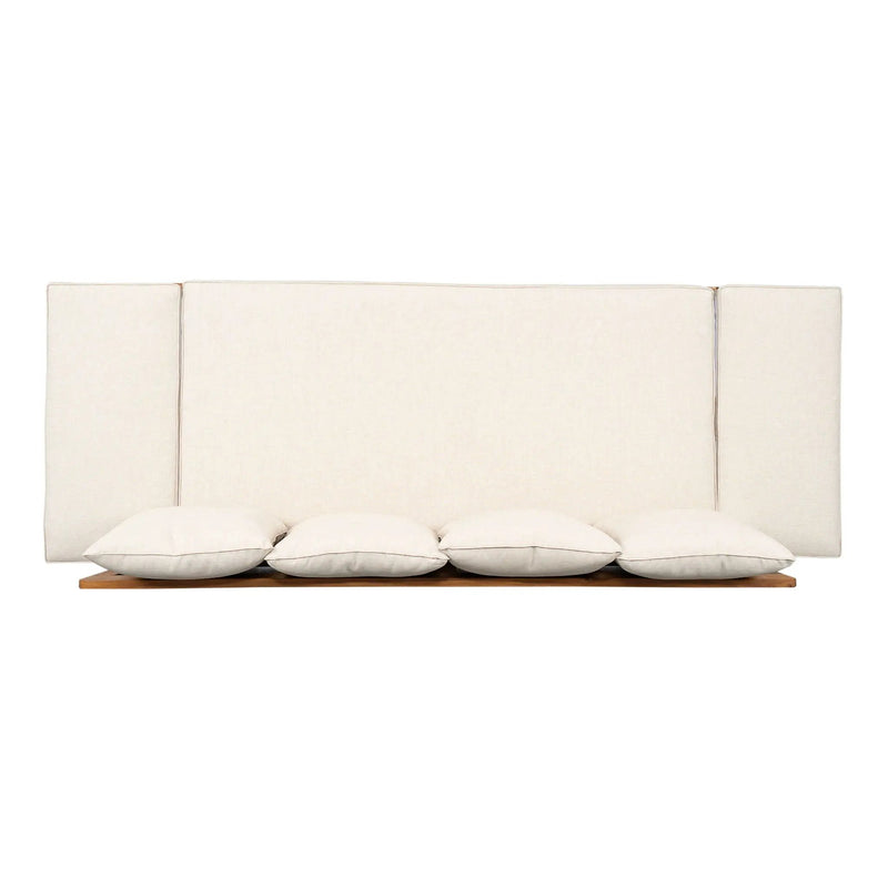 Outdoor Patio Daybed Sofa, 3 Seat Sofa With Foldable Arm 4 Back Pillows