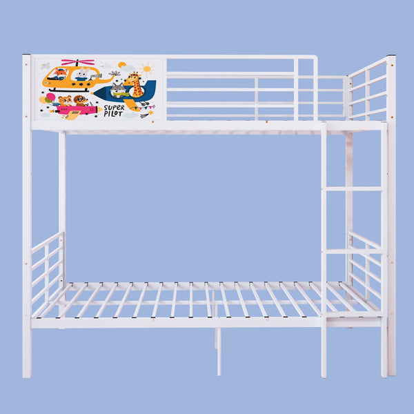 Bunk Bed, Convertible To 2 Separate Twin Size Beds With Full Length Guardrail & Ladder, No Box Spring Needed - White