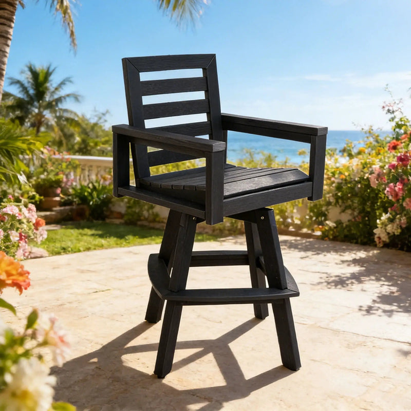 Outdoor Swivel Bar Chair, Ladderback With Wide & Thickened Frame by HouseOfZazla