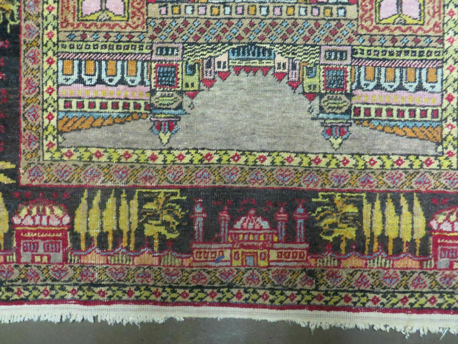 4' X 6' Antique 1920s Handmade Turkish Mehrab Design Wool Rug Lantern Beautiful by Jewel Rugs