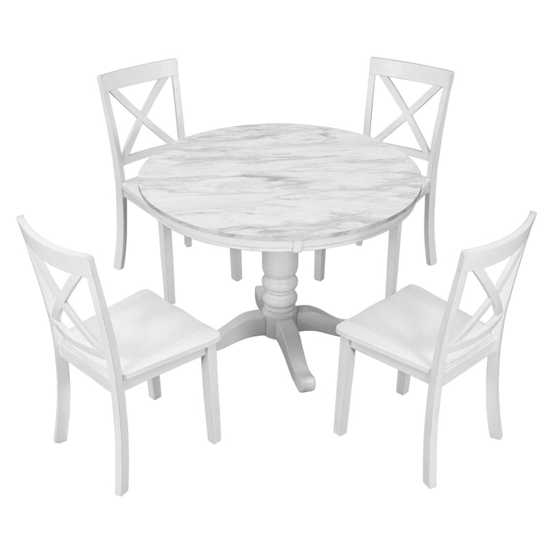 5 Pieces Dining Table And Chairs Set For 4 Persons, Kitchen Room Solid Wood Table With 4 Chairs by HouseOfZazla