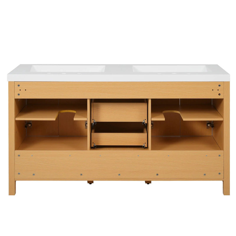 Bathroom Vanity With Double Sink, Soft Close Doors & Drawers Handles - Wood by HouseOfZazla