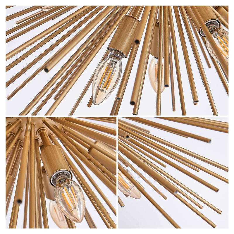 29" Mid-Century Modern 12-Light Starburst Chandelier by HouseOfZazla