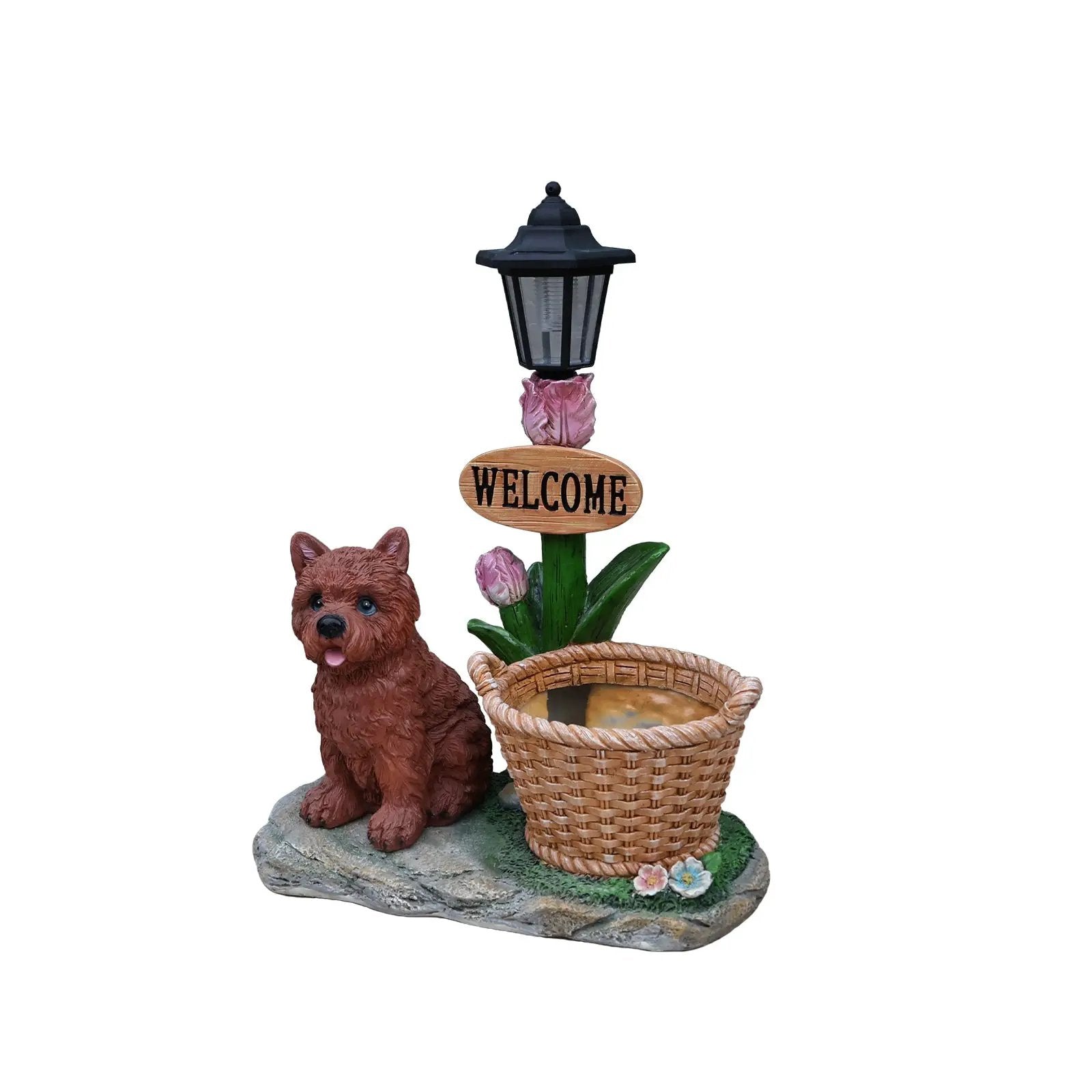 Sitting Puppy Solar Planter Outdoor Statue by HouseOfZazla