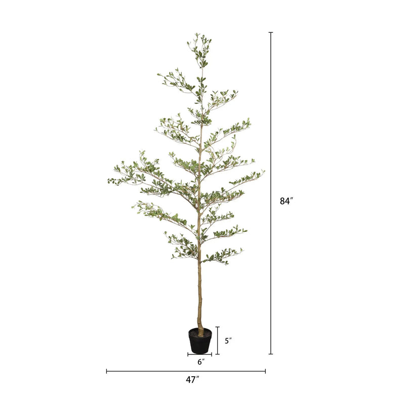 7Ft Artificial Olive Tree With Pot, Realistic Tall Fake Plant For Indoor Decoration - Green Leaves by Unique Piece Furniture