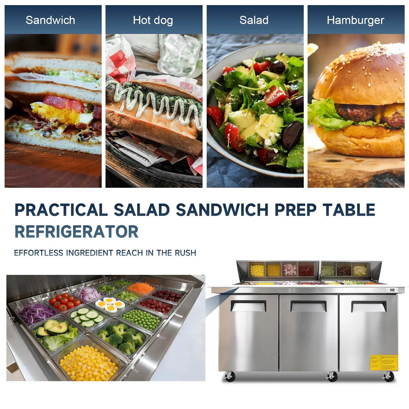 Orikool 72M IN Commercial Refrigerators Sandwich & Salad Prep Table by HouseOfZazla