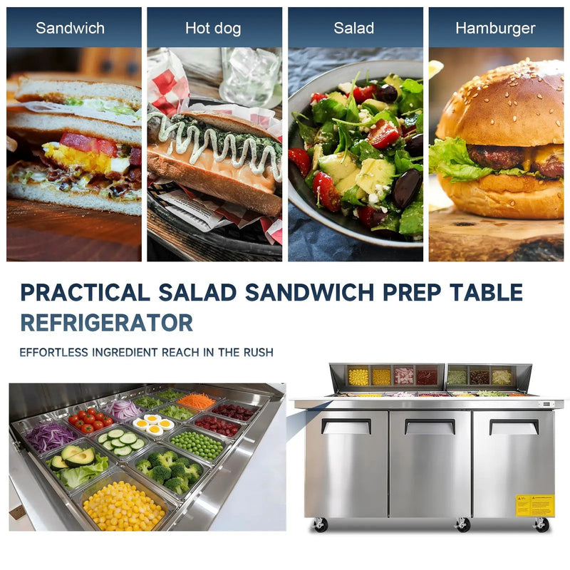 Orikool 72M IN Commercial Refrigerators Sandwich & Salad Prep Table by HouseOfZazla