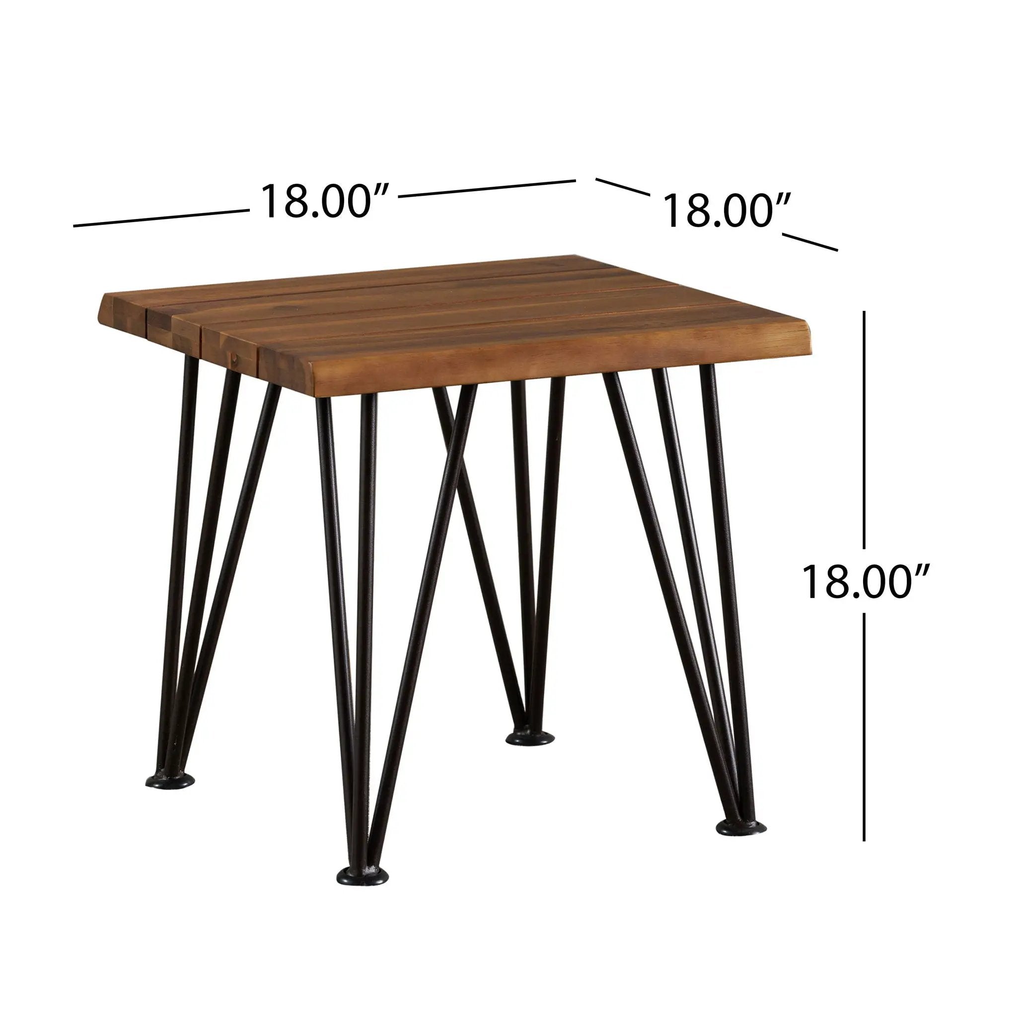 Zion Outdoor Industrial Iron Coffee Table and 2 Side Tables - Teak by HouseOfZazla