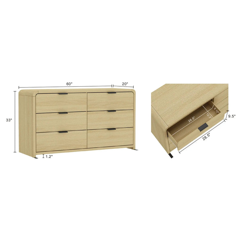 Grace - Dresser With 6 Drawers - Oak by HouseOfZazla