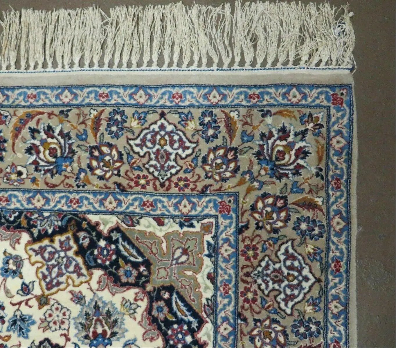 Persian Isfahan Rug 3x6, Fine 650 KPSI, Hand Knotted, Ivory by Jewel Rugs