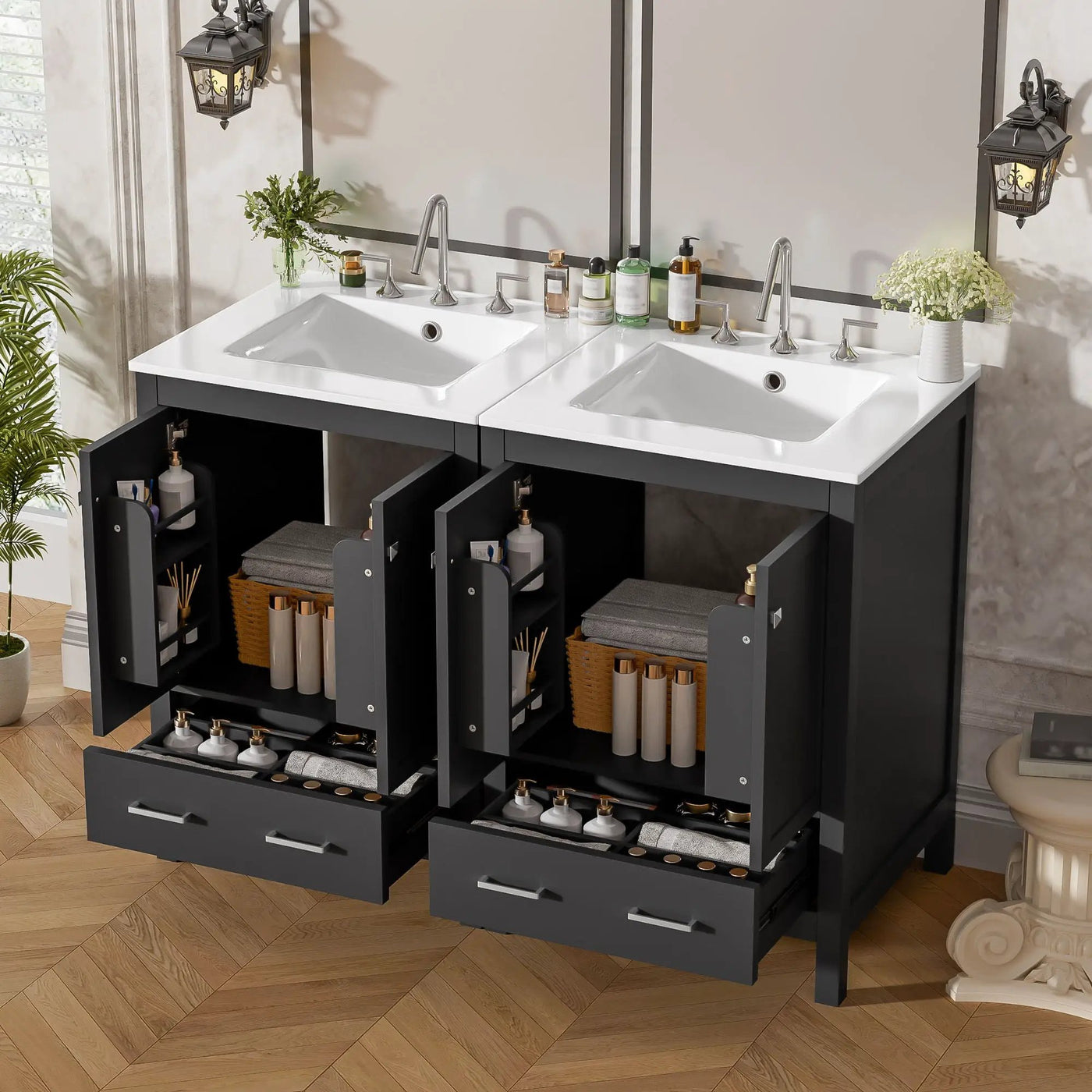 Bathroom Vanity With Integrated Undermount Ceramic Sink, 2 Doors And 1 Drawer, Soft Close Hinges by Unique Piece Furniture