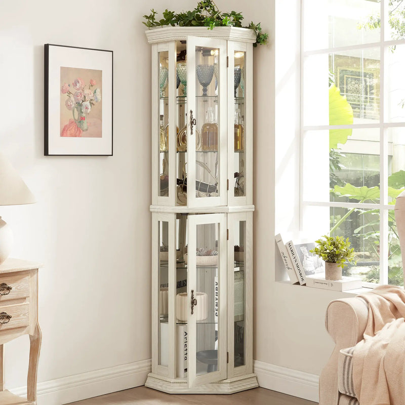 Elegant Lighted Corner Curio Cabinet by HouseOfZazla