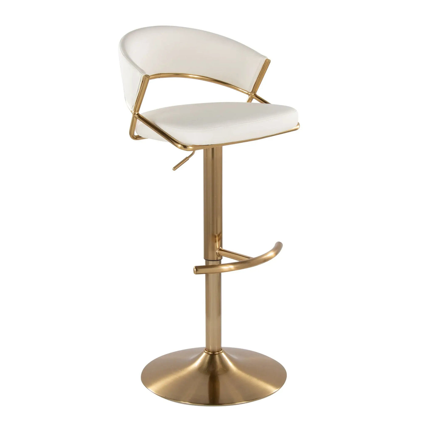 Jie - Contemporary Adjustable Barstool With Swivel With Rounded T Footrest (Set of 2) by HouseOfZazla
