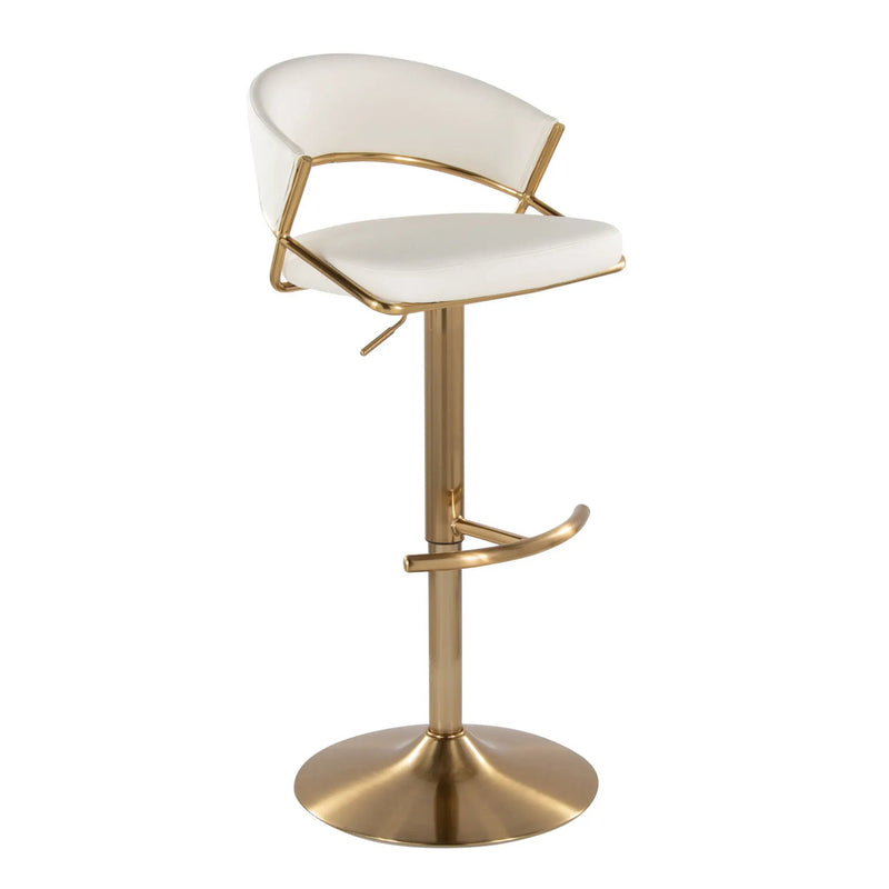 Jie - Contemporary Adjustable Barstool With Swivel With Rounded T Footrest (Set of 2) by Unique Piece Furniture