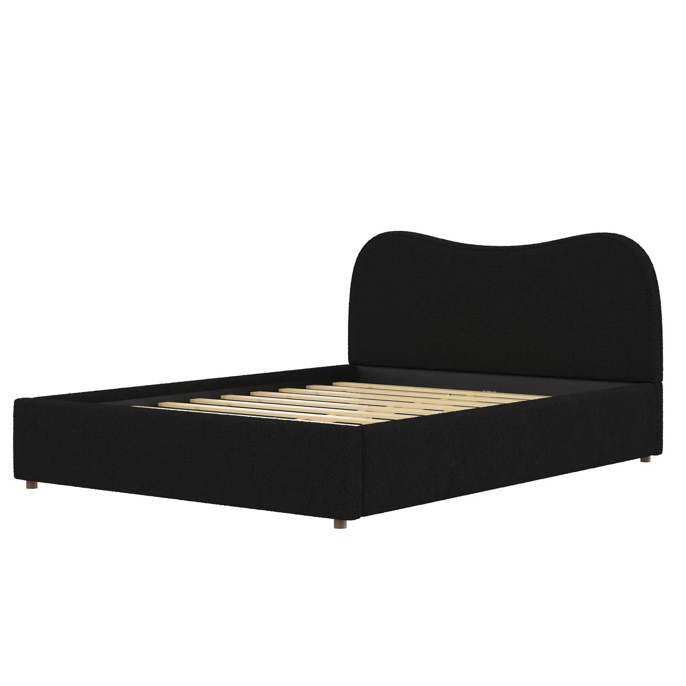 Queen Size Upholstered Platform Bed with Wooden Slats by HouseOfZazla