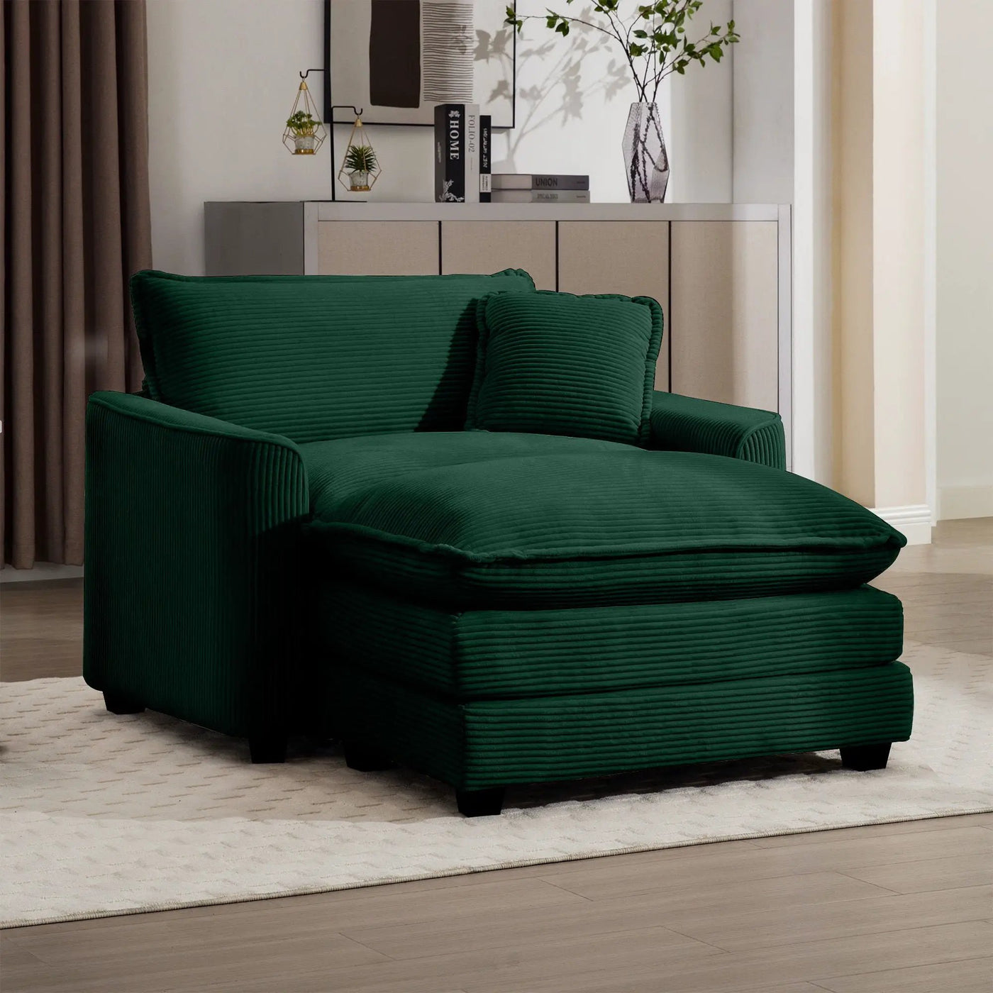 Classic Modern Comfortable Single Chair Deep Seat Sofa With Footstool by Unique Piece Furniture