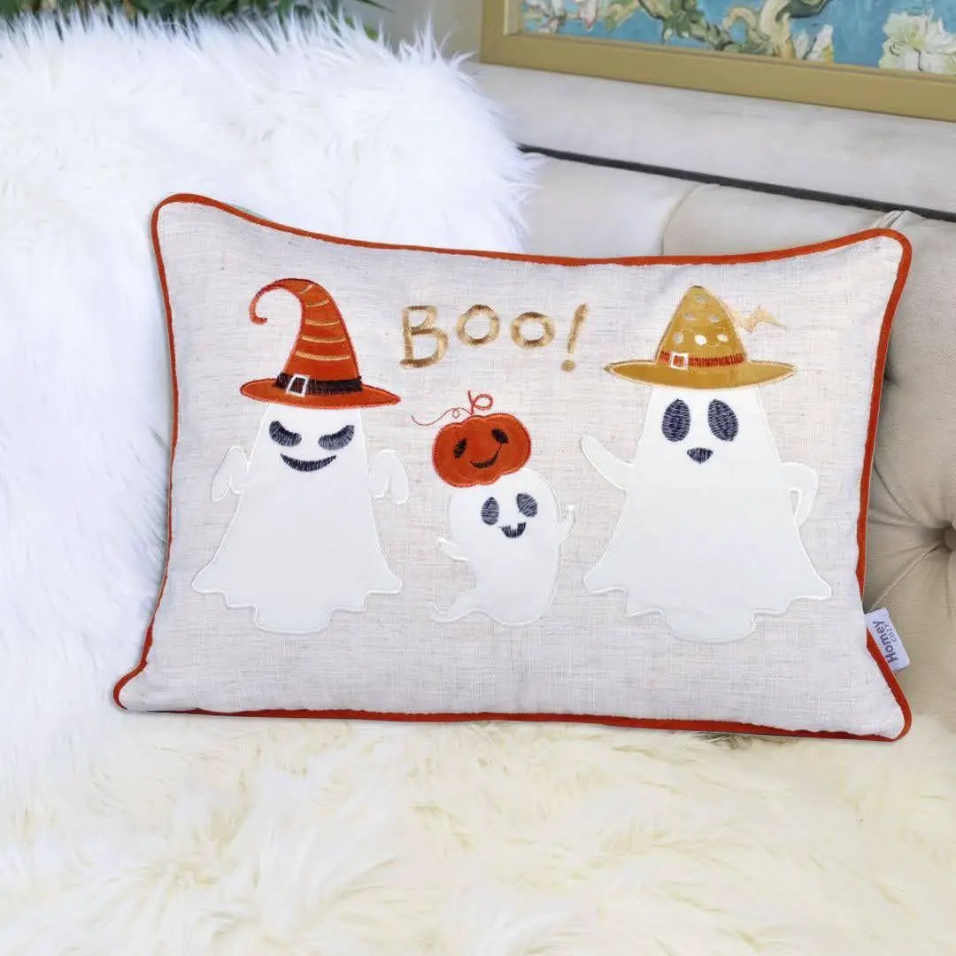 Whimsical Ghost Lumbar Pillow by HouseOfZazla