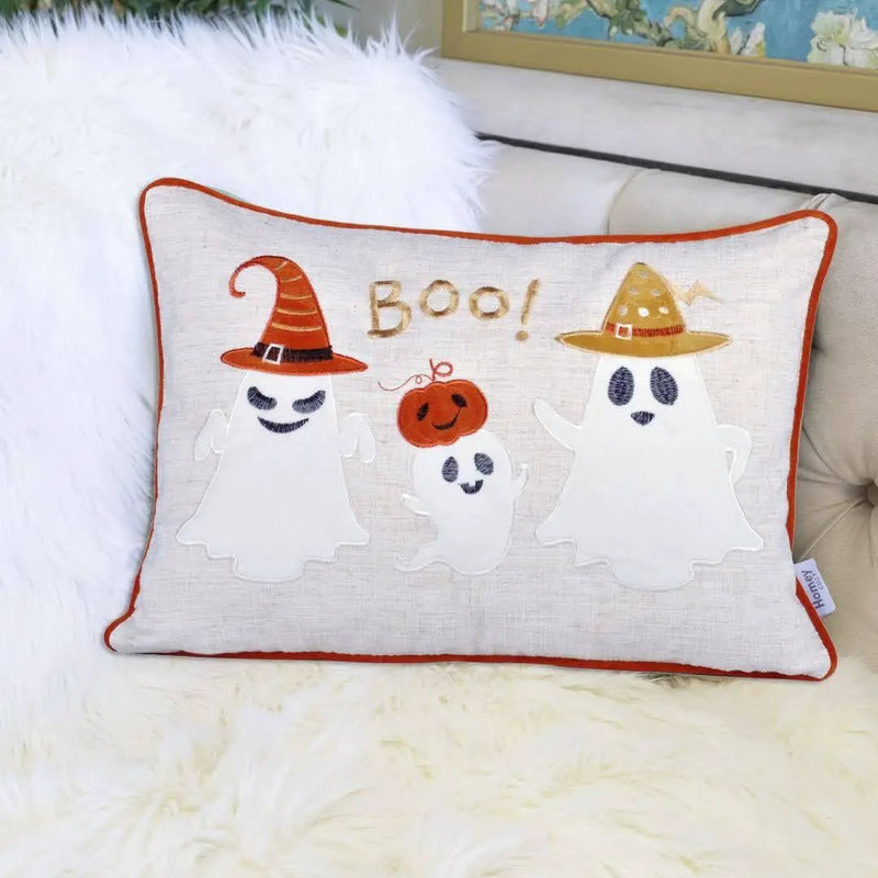 Whimsical Ghost Lumbar Pillow by HouseOfZazla