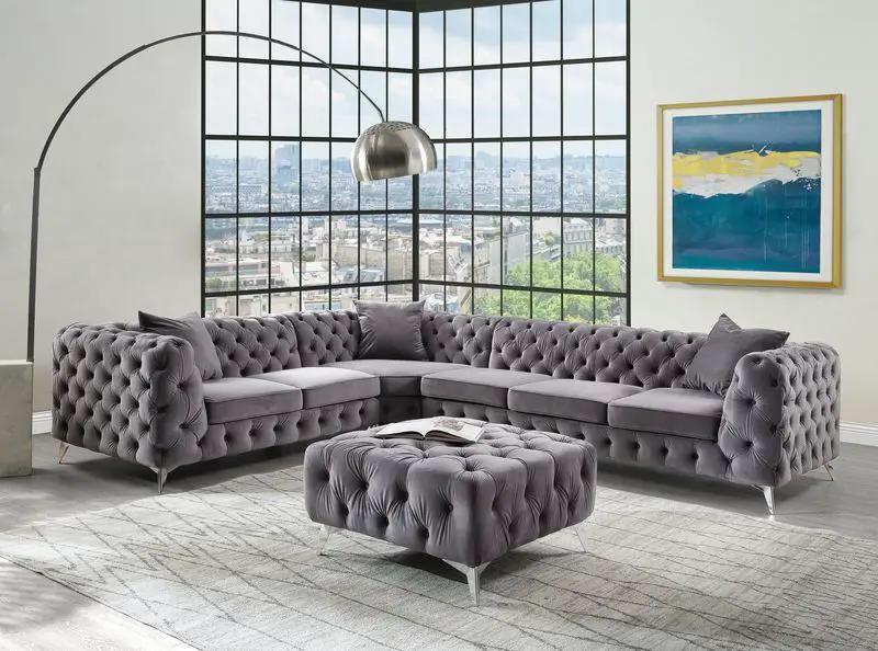 Wugtyx - Ottoman - Dark Grayvelvet by Unique Piece Furniture