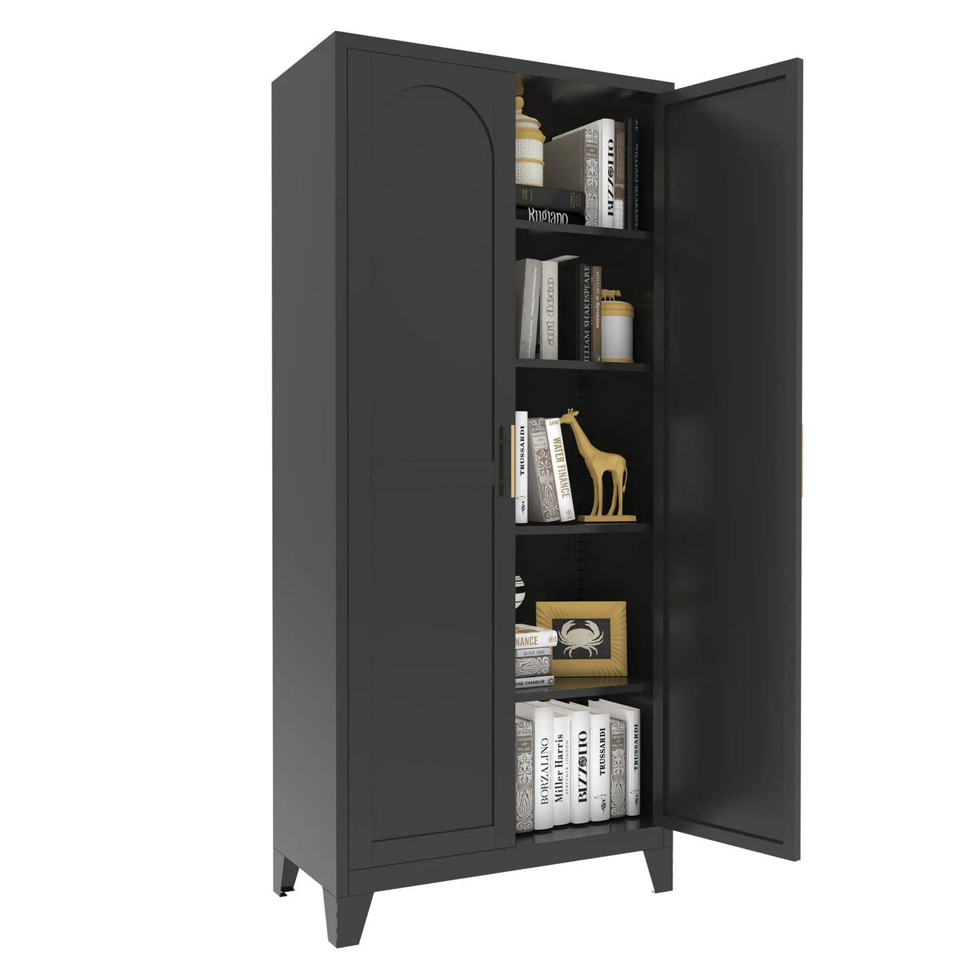 Shapely Doors Cabinet, Metal Storage Cabinet With Doors And Adjustable Shelves by Unique Piece Furniture