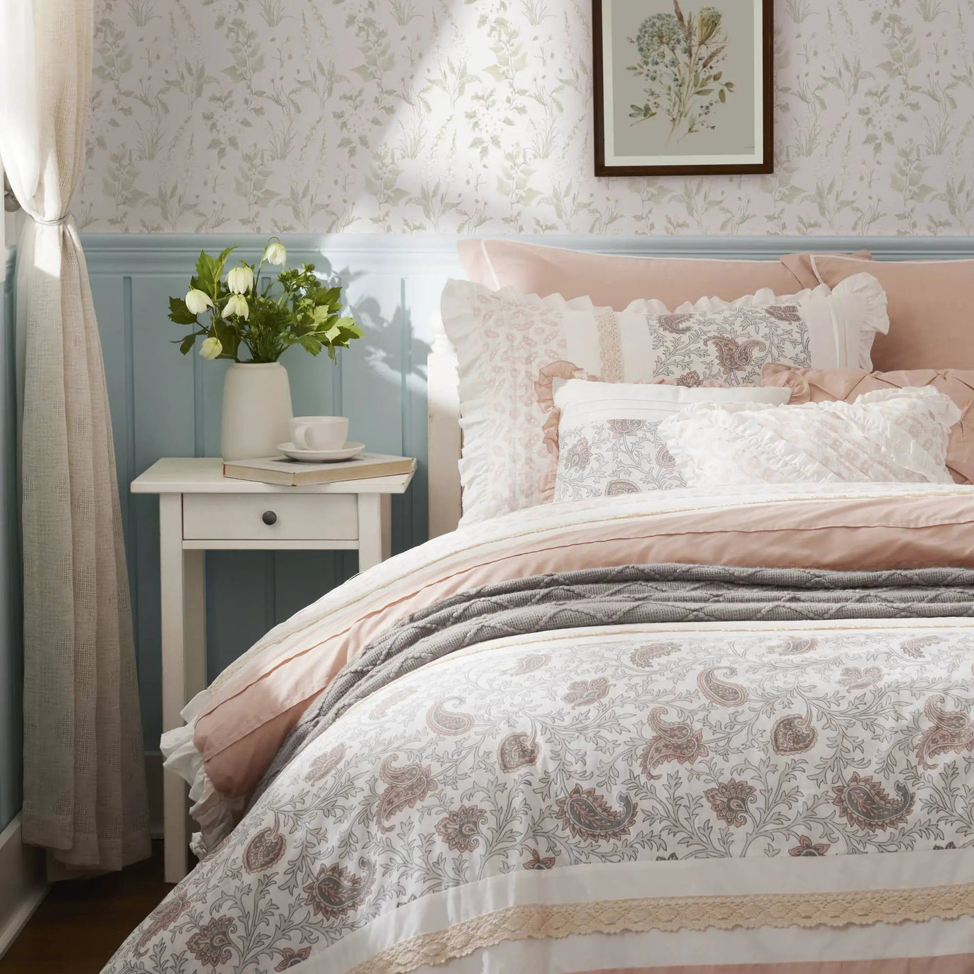 9 Piece Cotton Percale Comforter Set Blush by HouseOfZazla