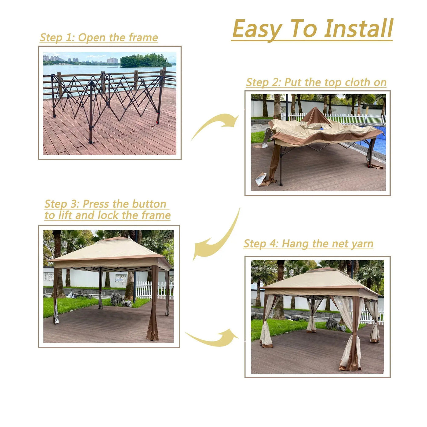 Outdoor Pop Up Gazebo Canopy With 2 Tier Soft Top And Removable Zipper Netting by HouseOfZazla