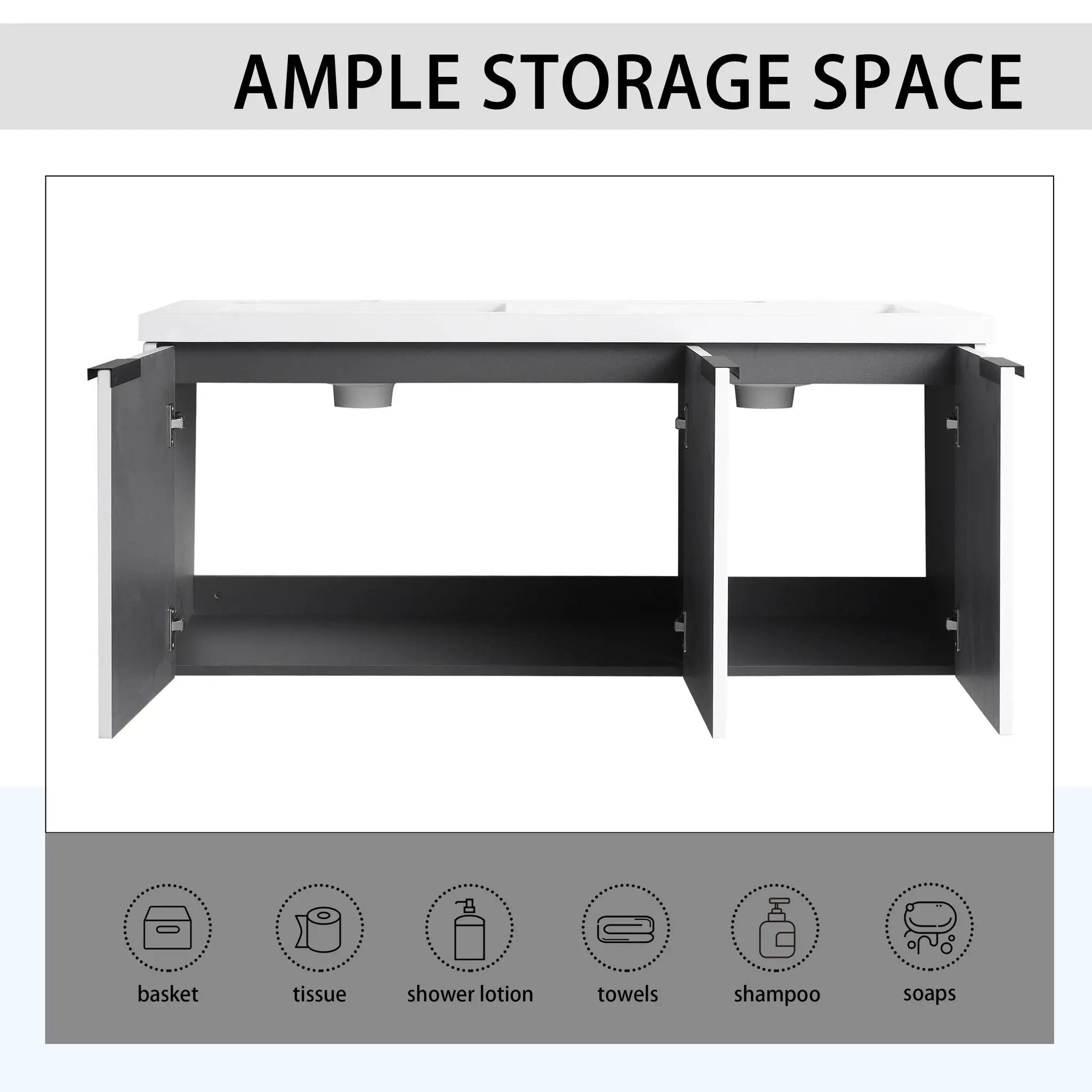 Contemporary Wall Mounted Bathroom Vanity With Resin Double Sink by Unique Piece Furniture