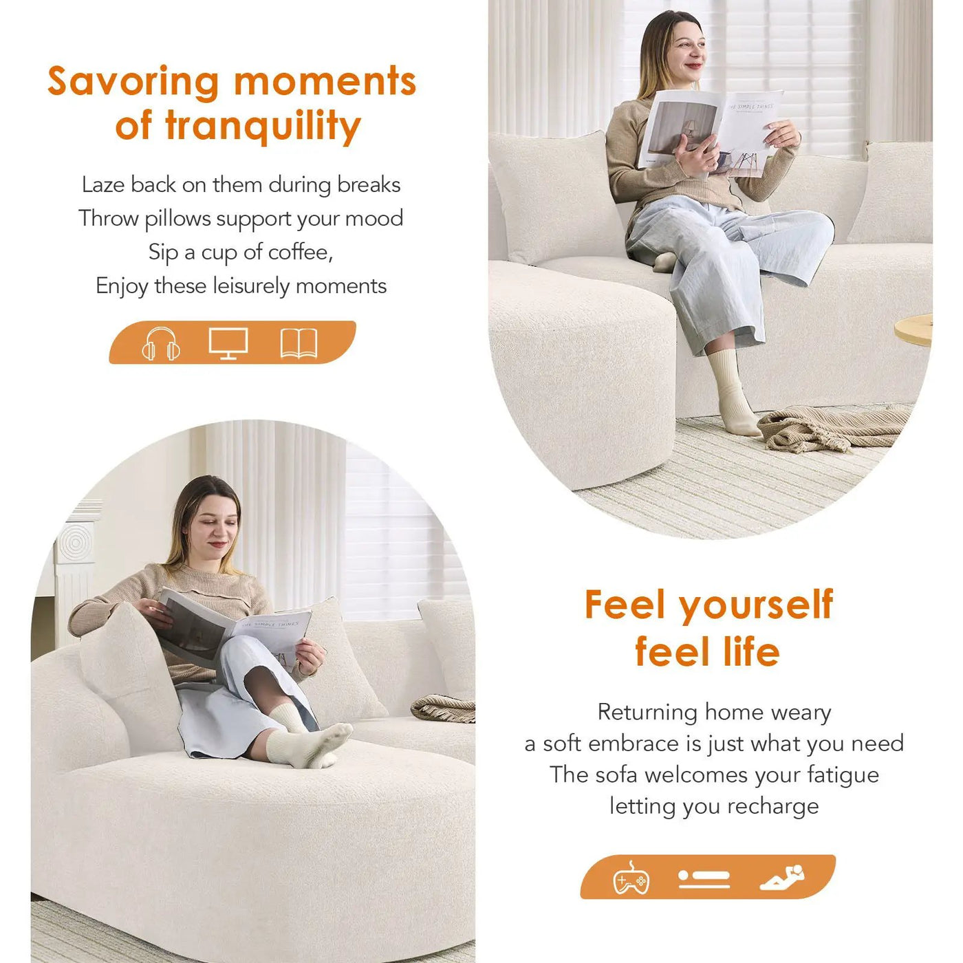 Combined Sofa With 4 Pillows by HouseOfZazla