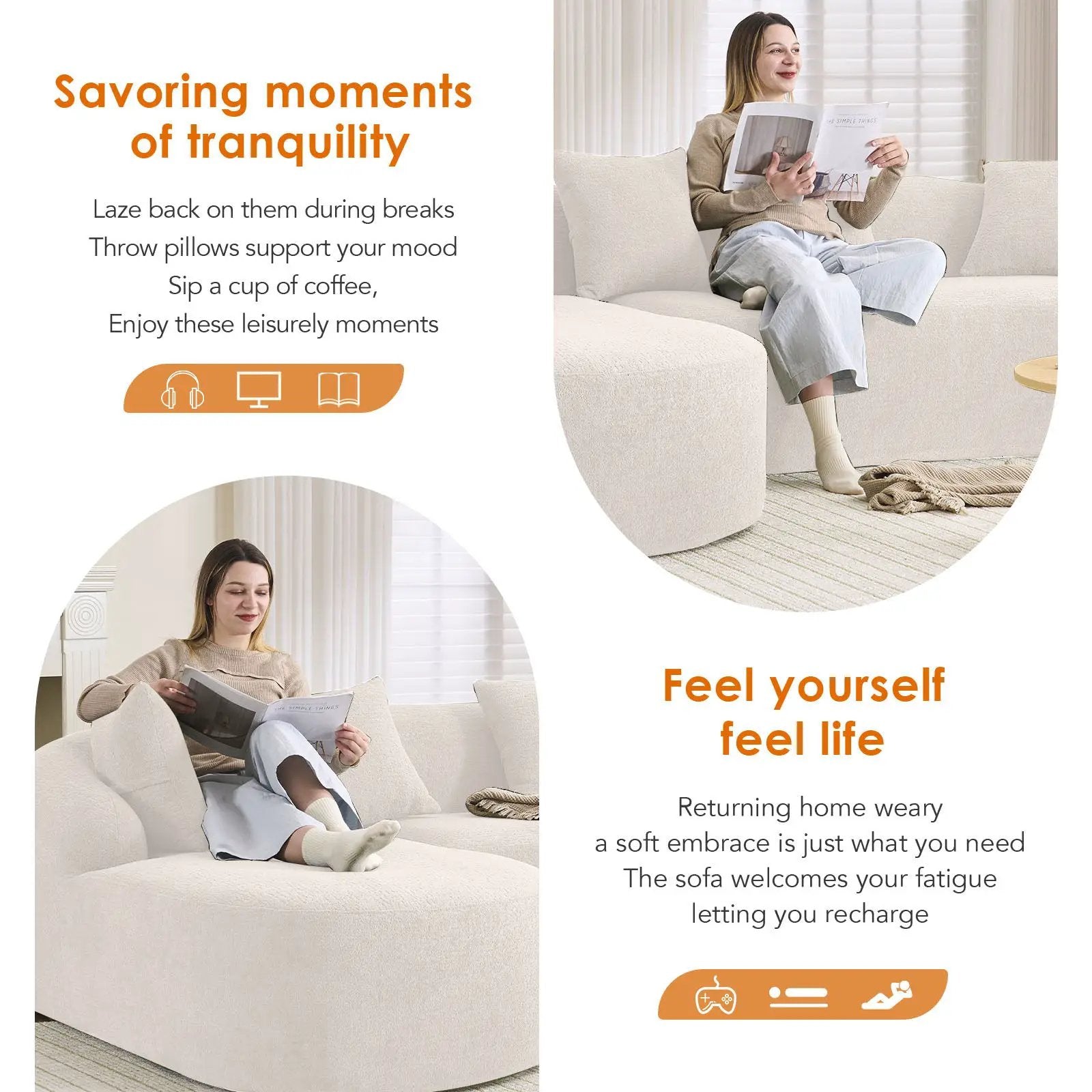 Combined Sofa With 4 Pillows by HouseOfZazla