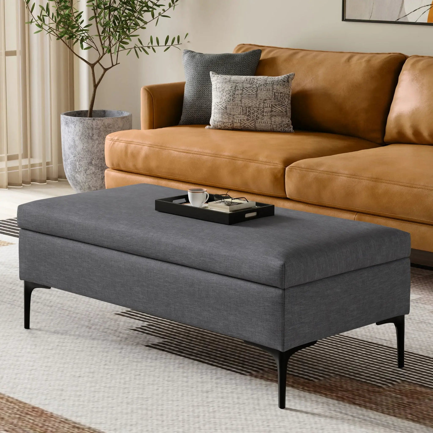 Rebecca - Multifunctional Coffee Table Storage Ottoman With Lift Up Lid by HouseOfZazla