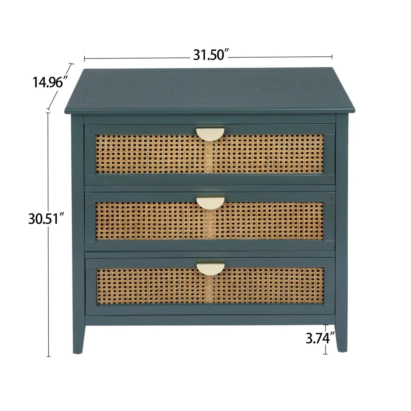 3 Drawer Cabinet, Natural Rattan, American Furniture by HouseOfZazla