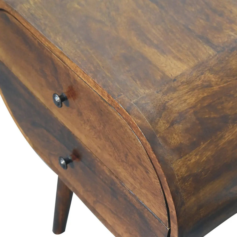 Solid Wood Large Chestnut Circular Bedside Table by HouseOfZazla