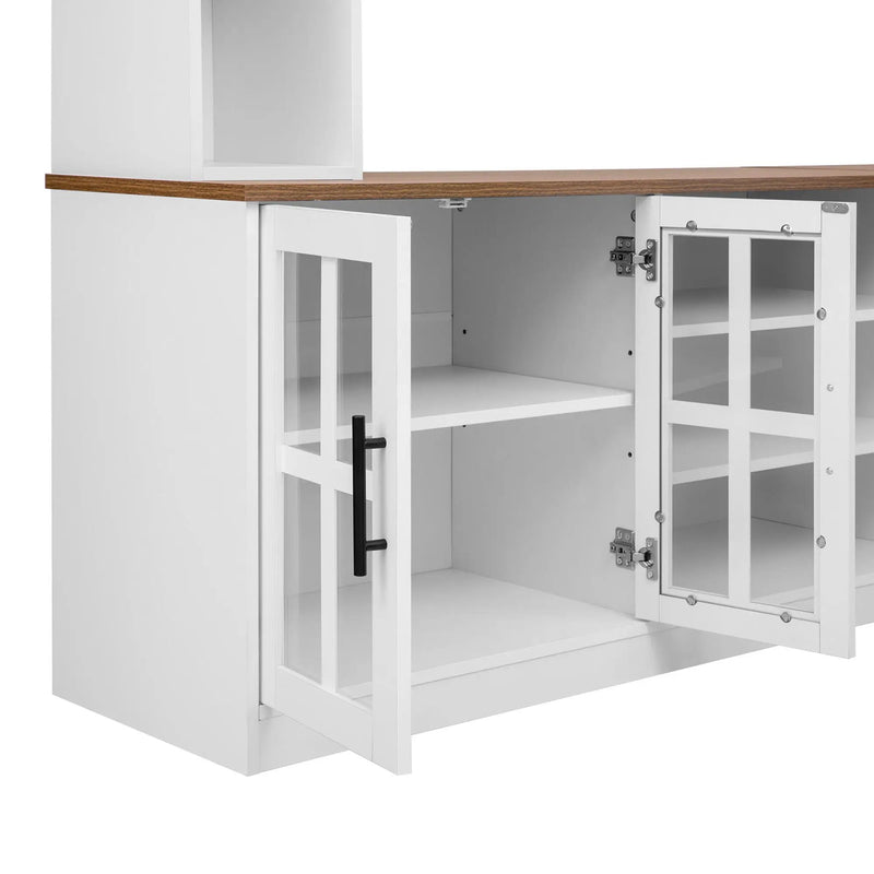 Wall Unit Entertainment Center With Bookshelves For TVs Up To 80", Tempered Glass Doors And Adjustable Shelves by HouseOfZazla