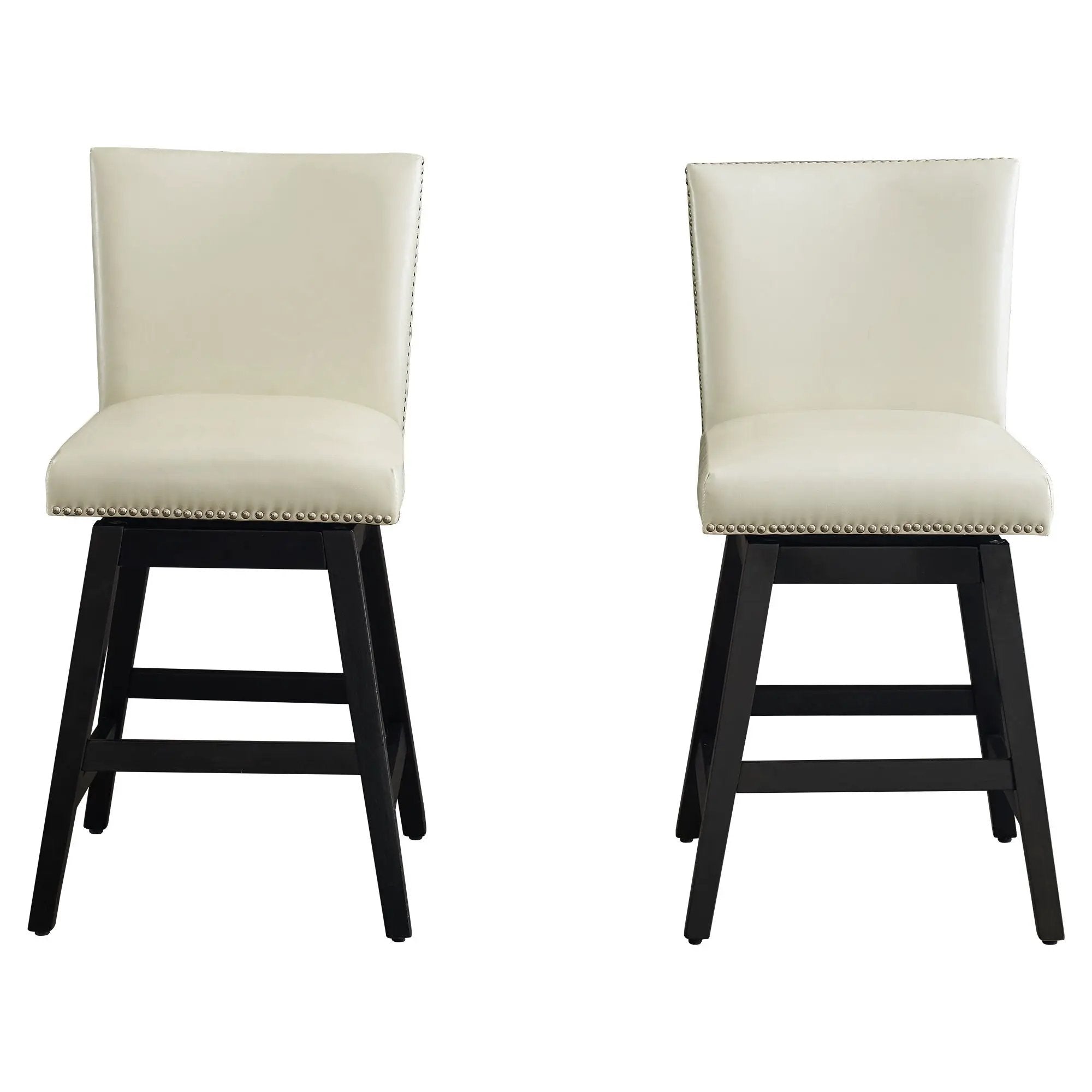 Upholstered Swivel Bar Stools High Back (Set of 2) - Cream White by HouseOfZazla
