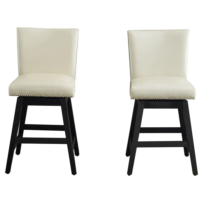 Upholstered Swivel Bar Stools High Back (Set of 2) - Cream White by HouseOfZazla