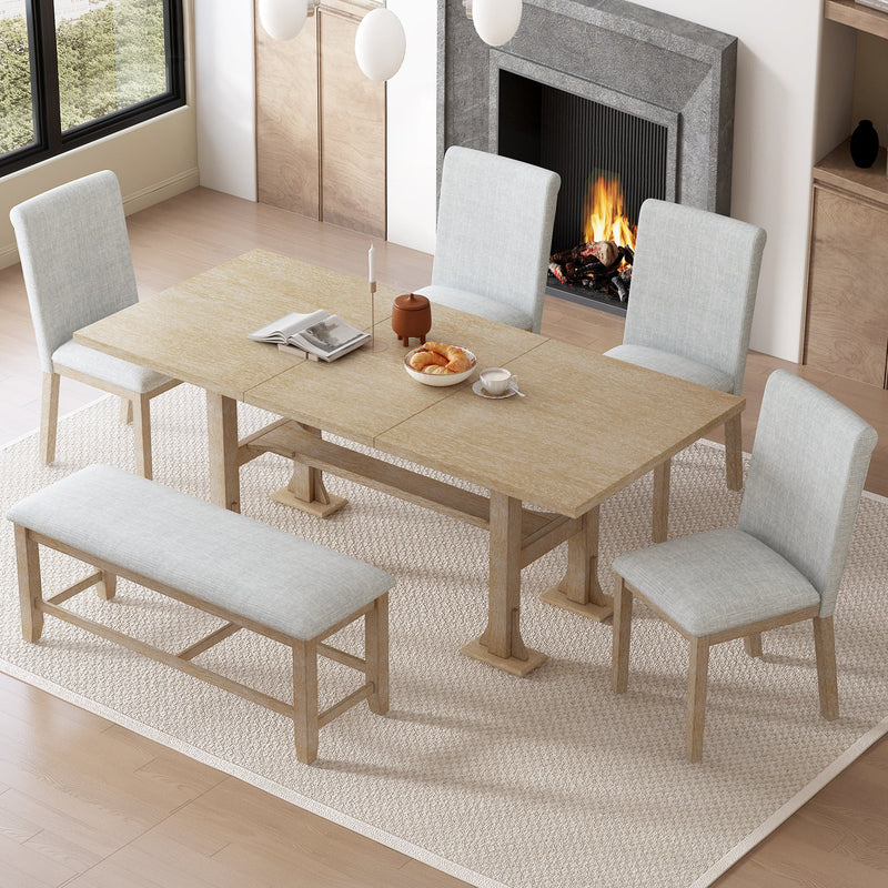 TOPMAX Farmhouse 6-Piece Extendable Dining Table Set by HouseOfZazla