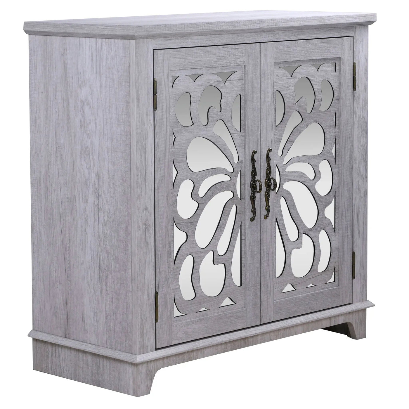 Elegant Sideboard With 2 Acrylic Mirrored Doors, Adjustable Shelf Storage by HouseOfZazla